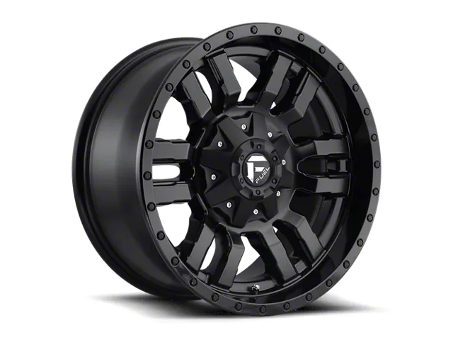 Fuel Sledge matte black wheel with gloss black lip for the Jeep Renegade.