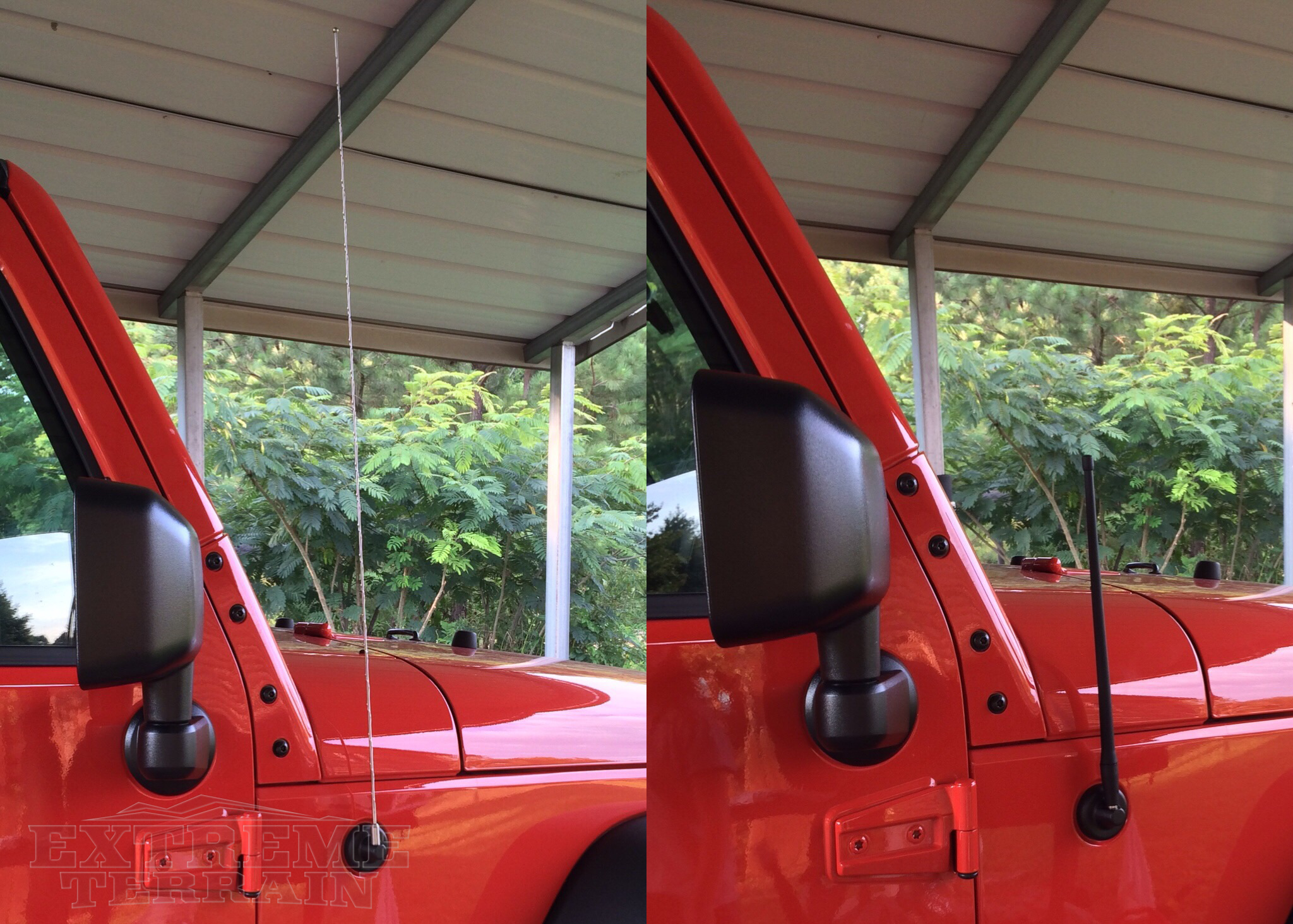 2015 Jeep Wrangler Before and After Stubby Antenna Install