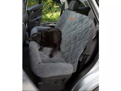 3 Dog Pet Supply Shearling Back Seat Protector with Headrest; Large; Gray (Universal; Some Adaptation May Be Required)