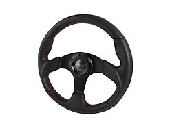 320mm Momo Race Style Steering Wheel; Black with Red Stitching (Universal; Some Adaptation May Be Required)