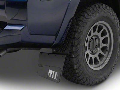 REK-mesh X Merica Universal Offset Standard 12-Inch Wide Mud Flaps with White Logo; Front or Rear (Universal; Some Adaptation May Be Required)