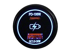 Auxiliary Charging Port Round Socket with C-Type PD 100W + A-Type USB3.0 36W Ports (Universal; Some Adaptation May Be Required)