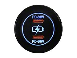 Auxiliary Charging Port Round Socket with Dual C-Type Ports (Universal; Some Adaptation May Be Required)
