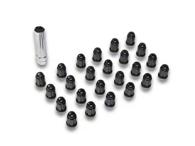 Black Acorn Spline Lug Nuts; M12x1.5; Set of 24 (03-24 4Runner)