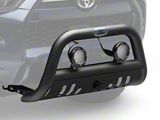 Bull Bar with Skid Plate and 5.30-Inch Black Round Flood LED Lights; Textured Black (10-24 4Runner, Excluding Nightshade & 14-24 Limited)