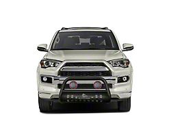 Bull Bar with Skid Plate and 5.30-Inch Red Round Flood LED Lights; Textured Black (10-24 4Runner, Excluding Nightshade & 14-24 Limited)