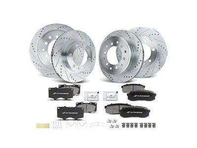 Drilled and Slotted 6-Lug Brake Rotor and Pad Kit; Front and Rear (03-09 4Runner w/ 12.56-Inch Front Rotors)
