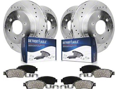 Drilled and Slotted 6-Lug Brake Rotor and Pad Kit; Front and Rear (03-09 4Runner w/ 12.56-Inch Front Rotors)