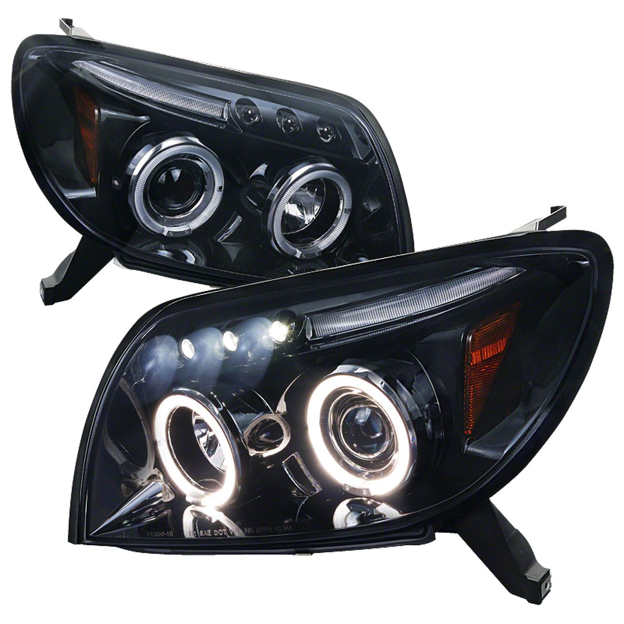 Toyota 4Runner Dual Halo Projector Headlights; Gloss Black Housing
