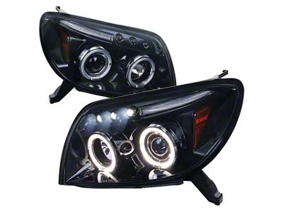 Dual Halo Projector Headlights; Gloss Black Housing; Smoked Lens (03-05 4Runner)