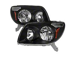 Factory Style Headlights; Matte Black Housing; Clear Lens (03-05 4Runner)