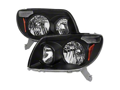 Factory Style Headlights; Matte Black Housing; Clear Lens (03-05 4Runner)