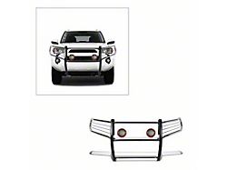Grille Guard with 5.30-Inch Red Round Flood LED Lights; Stainless Steel (10-24 4Runner, Excluding Limited, Nightshade & TRD Sport)