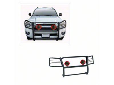 Grille Guard with 7-Inch Red Round LED Lights; Black (03-09 4Runner)