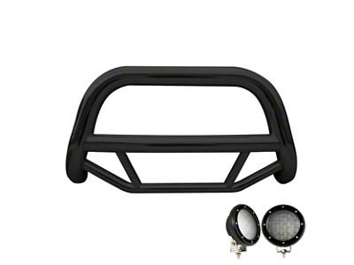 Max Bull Bar with 5.30-Inch Black Round Flood LED Lights; Black (03-09 4Runner)