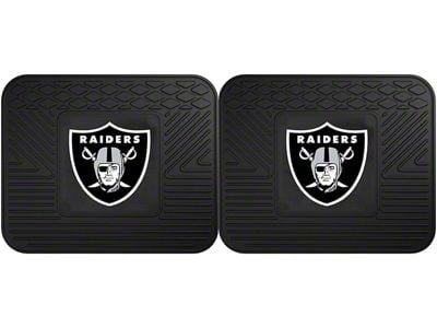 Molded Rear Floor Mats with Las Vegas Raiders Logo (Universal; Some Adaptation May Be Required)