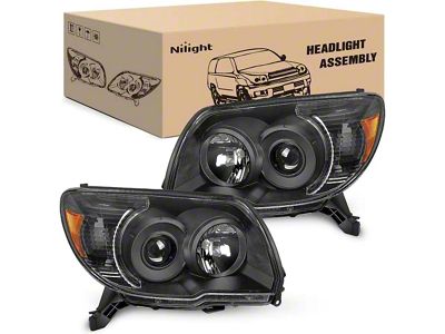 OE Style Headlights with Amber Reflectors; Black Housing; Clear Lens (06-09 4Runner)