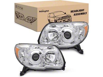 OE Style Headlights with Amber Reflectors; Chrome Housing; Clear Lens (06-09 4Runner)