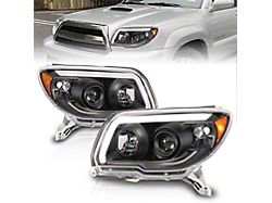 Plank Style Projector Headlights; Black Housing; Clear Lens (06-09 4Runner)