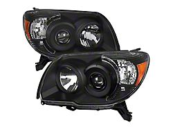 Projector Headlights with Amber Reflectors; Matte Black Housing; Clear Lens (06-09 4Runner)