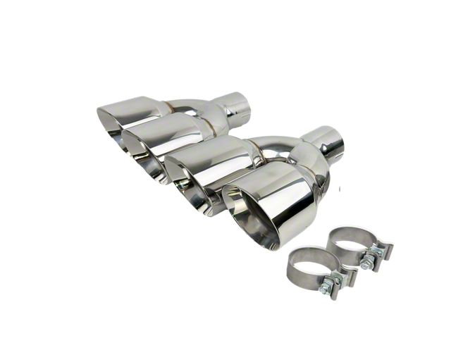Burnout Double Wall Slant Cut Exhaust Muffler Tip 2.5 Inlet 3.5 Outlet Polished