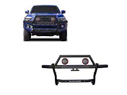 Rambler Grille Guard with 30-Inch LED Light Bar and 5.30-Inch Red Round Flood LED Lights; Matte Black (10-24 4Runner)