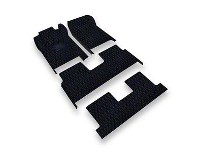 Single Layer Diamond Front, Rear and Third Row Floor Mats; Black and Black Stitching (10-24 4Runner w/ Split Middle Seat)