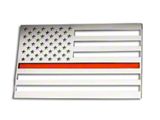 Stainless Steel American Flag Emblem; Polished with Thin Red Line (Universal; Some Adaptation May Be Required)