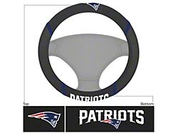 Steering Wheel Cover with New England Patriots Logo; Black (Universal; Some Adaptation May Be Required)