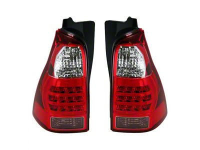 Tail Lights; Chrome Housing; Red Lens (06-09 4Runner)