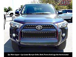 Wire Mesh Rivet Style Upper and Lower Bumper Overlay Grille; Black (14-19 4Runner, Excluding Limited)