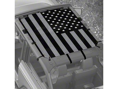 4x4 Attitude Sunshade; Black and White USA Flag (21-25 Bronco 2-Door)