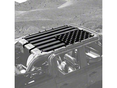 4x4 Attitude Sunshade; Black and White USA Flag (21-25 Bronco 4-Door)