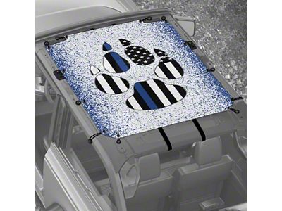 4x4 Attitude Sunshade; Blue Line Paw (21-25 Bronco 2-Door)