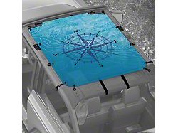 4x4 Attitude Sunshade; Hand Drawn Compass; Blue (21-25 Bronco 2-Door)