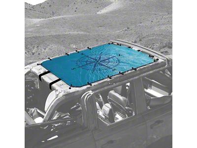 4x4 Attitude Sunshade; Hand Drawn Compass; Blue (21-25 Bronco 4-Door)