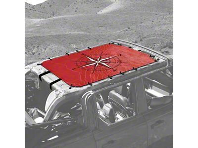 4x4 Attitude Sunshade; Hand Drawn Compass; Red (21-25 Bronco 4-Door)