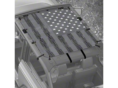 4x4 Attitude Sunshade; US Flag Gray Tire Treads (21-25 Bronco 2-Door)
