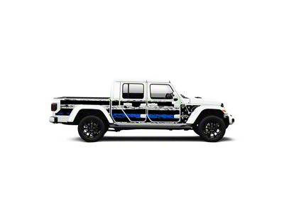 4x4 Attitude Action Shield Body Armor; Patriot USA Distressed Blue Line (20-25 Jeep Gladiator JT)