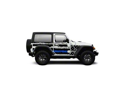 4x4 Attitude Action Shield Body Armor; Patriot USA Distressed Blue Line (18-25 Jeep Wrangler JL 2-Door)