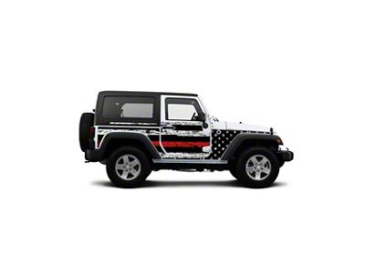 4x4 Attitude Action Shield Body Armor; Patriot USA Distressed Red Line (07-18 Jeep Wrangler JK 2-Door)