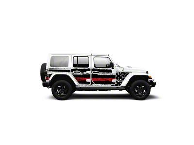 4x4 Attitude Action Shield Body Armor; Patriot USA Distressed Red Line (18-25 Jeep Wrangler JL 4-Door)