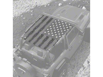 4x4 Attitude Sunshade; USA Gray Tire Treads (18-23 Jeep Wrangler JL 2-Door)