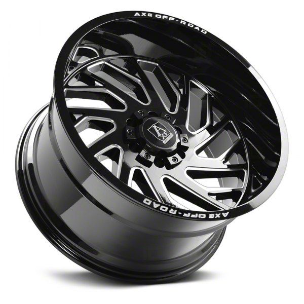 Axe Wheels Jeep Wrangler Zeus Gloss Black Milled Wheel; 22x12