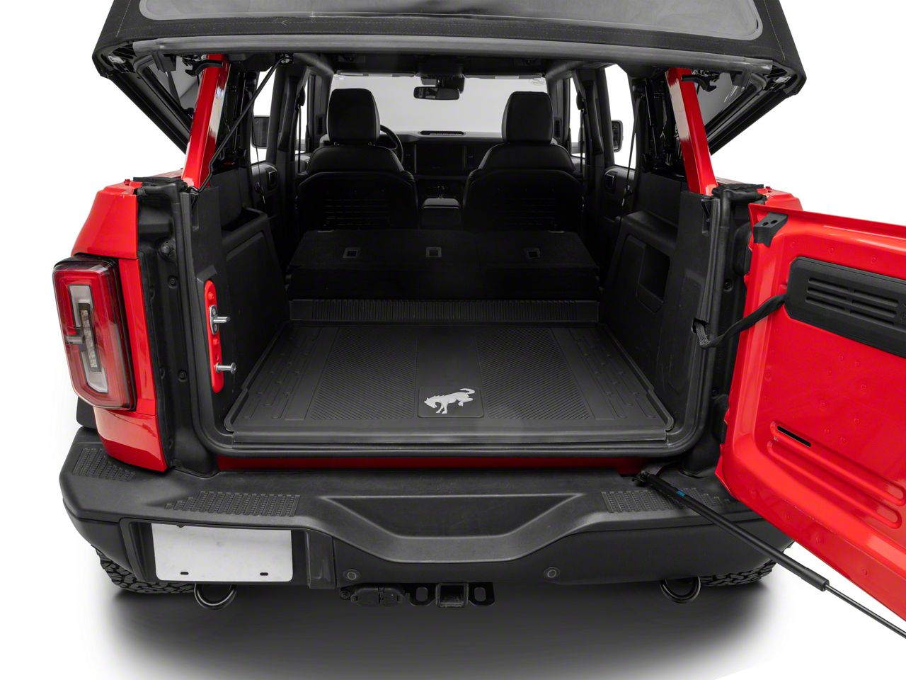 Ford Cargo Area Floor Liner with Bronco Logo; Black (21-25 Bronco 4-Door)