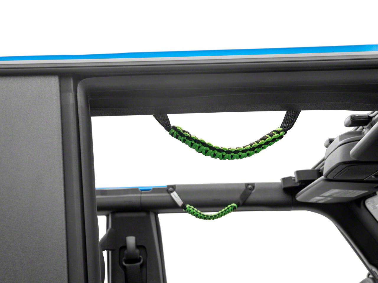 RedRock Bronco Paracord Grab Handles with Flag Logo; Front; Green