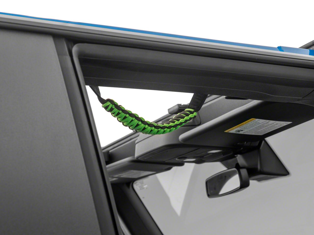 RedRock Bronco Paracord Grab Handles with Flag Logo; Front; Green