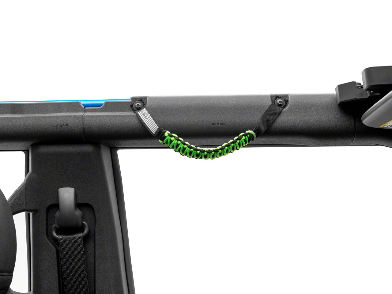 RedRock Bronco Paracord Grab Handles with Flag Logo; Front; Green