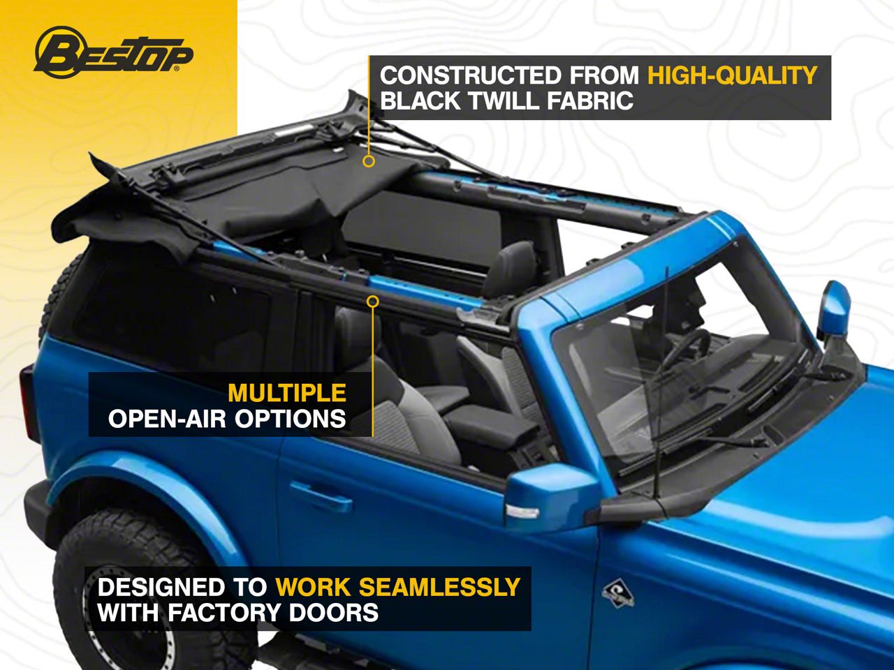 Bestop Bronco Trektop Slantback Soft Top; Black Twill 56872