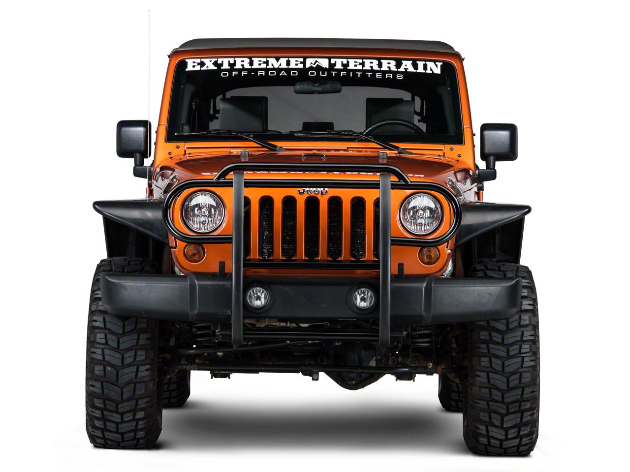 RedRock Jeep Wrangler Grille Guard; Gloss Black J100580 (07-18